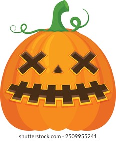 Halloween pumpkin vector horror on white background, Jack-o-Lantern on white background. Scary pumpkin