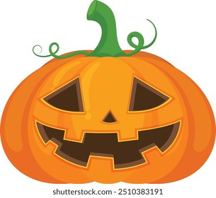 Halloween pumpkin vector horror on white background, Jack-o-Lantern on white background. Scary pumpkin