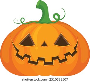 Halloween pumpkin vector horror on white background, Jack-o-Lantern on white background. Scary pumpkin