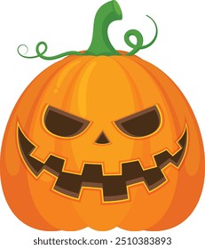 Halloween pumpkin vector horror on white background, Jack-o-Lantern on white background. Scary pumpkin