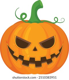 Halloween pumpkin vector horror on white background, Jack-o-Lantern on white background. Scary pumpkin