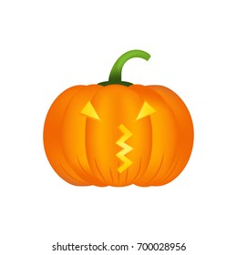 Halloween pumpkin vector icon, emotion variation, emoji. Simple flat style design elements.  Different funny and horror face expressions.
