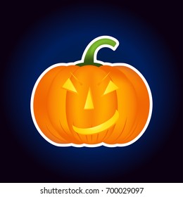 Halloween pumpkin vector icon, emotion variation, emoji. Simple flat style design elements.  Different funny and horror face expressions.