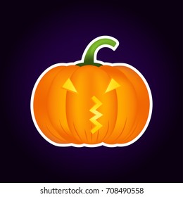 Halloween pumpkin vector icon, emotion variation, emoji. Simple flat style design elements.  Different funny and horror face expressions.