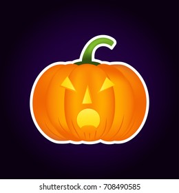 Halloween pumpkin vector icon, emotion variation, emoji. Simple flat style design elements.  Different funny and horror face expressions.