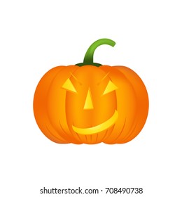 Halloween pumpkin vector icon, emotion variation, emoji with smile. Simple flat style design elements.  Different funny and horror face expressions.