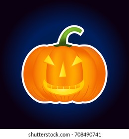 Halloween pumpkin vector icon, emotion variation, emoji. Simple flat style design elements.  Different funny and horror face expressions.