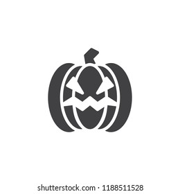 Halloween pumpkin vector icon. filled flat sign for mobile concept and web design. Scary Pumpkin face simple solid icon. Symbol, logo illustration. Pixel perfect vector graphics