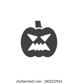 Icono vectorial de calabaza de Halloween. signo plano relleno para concepto móvil y diseño web. Palabrería temible cara icono de glifo. Símbolo, ilustración del logotipo. Gráficos vectoriales
