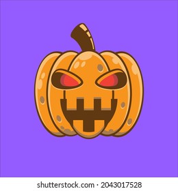 Halloween pumpkin in vector for icons and decorations in violet background. Vector illustration.