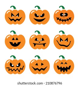 Halloween pumpkin vector icons set 