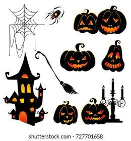Halloween pumpkin vector icons set