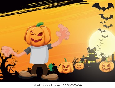 Halloween pumpkin, Halloween vector illustration.