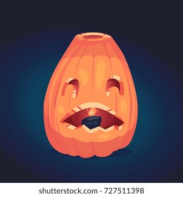 Halloween pumpkin. Vector illustration. Halloween pumpkin character. Happy Halloween card, background, poster.