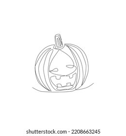 Halloween pumpkin vector illustration drawn in line aprt style