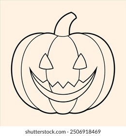 A Halloween pumpkin vector illustration featuring a carved jack-o-lantern with a glowing, spooky face.