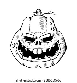 Halloween pumpkin. Vector illustration isolated on a white background. Hand-drawn style.