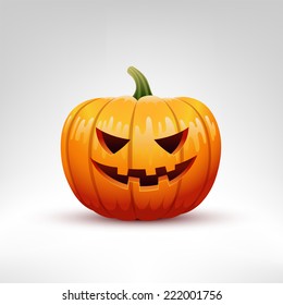 Halloween Pumpkin vector illustration isolated on white background. Pumpkin with carved evil face.