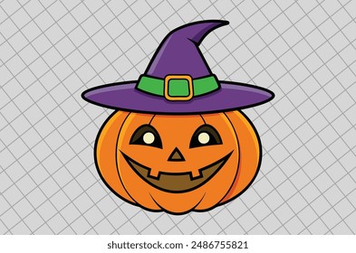 Ilustración vectorial de calabaza de halloween, calabaza de halloween aislada en blanco, Arte vectorial de calabaza
