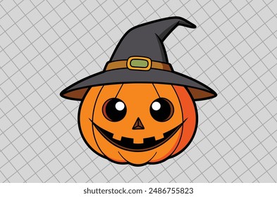 Ilustración vectorial de calabaza de halloween, calabaza de halloween aislada en blanco, Arte vectorial de calabaza
