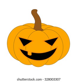 Halloween pumpkin vector illustration, Jack O Lantern  isolated on white background. Scary orange picture with eyes.
