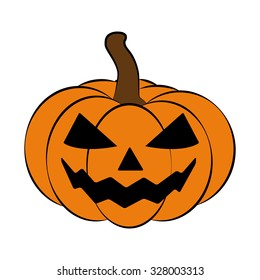 Halloween pumpkin vector illustration, Jack O Lantern  isolated on white background. Scary orange picture with eyes.