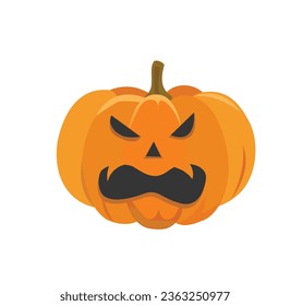 Halloween pumpkin vector illustration. Orange pumpkin with different emotion for happy halloween holiday design. Flat vector in cartoon style isolated on white background.