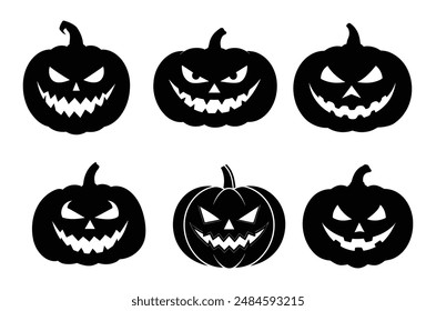 Ilustración vectorial de calabaza de Halloween, silueta de calabaza de Halloween, Arte vectorial de calabaza