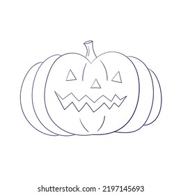 Calabaza de Halloween. Ilustración vectorial. Icono de arte de línea delgada sobre fondo blanco. Estilo de la caricatura