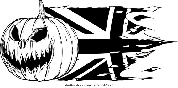 Halloween pumpkin. Vector illustration. Thin line art icon on white background. Cartoon style