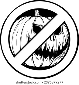 Halloween pumpkin. Vector illustration. Thin line art icon on white background. Cartoon style