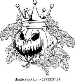 Calabaza de Halloween. Ilustración vectorial. Icono de arte de línea delgada sobre fondo blanco. Estilo de la caricatura