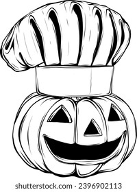 Calabaza de Halloween. Ilustración vectorial. Icono de arte de línea delgada sobre fondo blanco. Estilo de la caricatura
