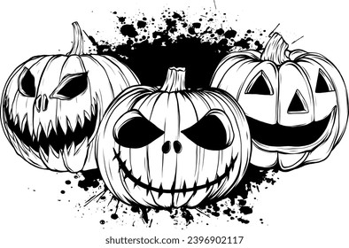 Calabaza de Halloween. Ilustración vectorial. Icono de arte de línea delgada sobre fondo blanco. Estilo de la caricatura