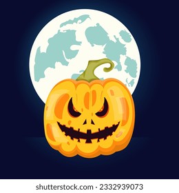 Halloween pumpkin vector illustration.Pumpkin with anger expression. Halloween concept illustration