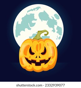 Ilustración vectorial de calabaza de Halloween.Calabaza con expresión de ira. Ilustración del concepto de Halloween