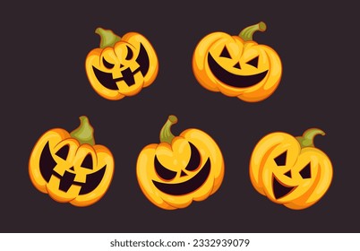 Halloween pumpkin vector illustration.Pumpkin with anger expression. Halloween concept illustration