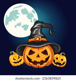 Ilustración vectorial de calabaza de Halloween.Calabaza con expresión de ira. Ilustración del concepto de Halloween