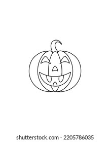  Halloween Pumpkin vector isolated on white background. Halloween line art vector. Perfect for coloring book, textiles, icon, web, painting, children's books, t-shirt print.