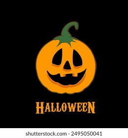 Vector de calabaza de Halloween aislado sobre fondo negro