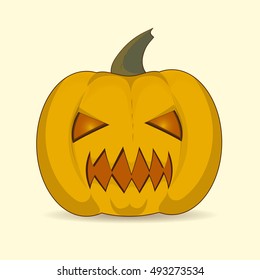 Halloween pumpkin vector object. Illustration of Halloween pumpkin with sharp teeth. on a light background