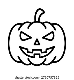 Icono de contorno de Vector de calabaza de Halloween para diseños y decoraciones de temporada espeluznantes