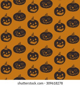 Halloween pumpkin vector pattern on plain background