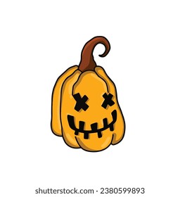 Halloween pumpkin vector with a scary smile and white background