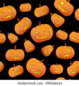 Halloween pumpkin . Vector seamless pattern