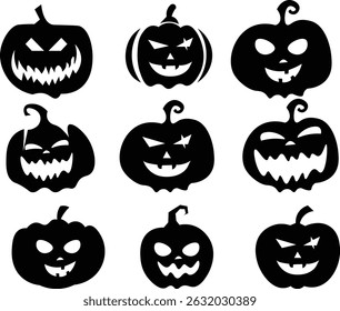Halloween pumpkin vector set eps10.