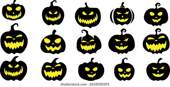 Halloween pumpkin vector set eps10.