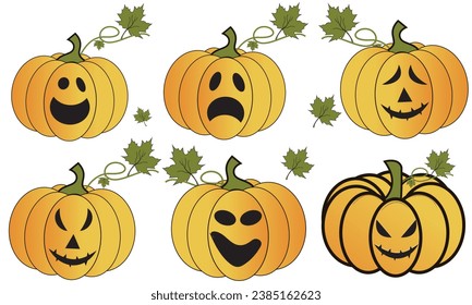 Halloween Pumpkin vector set. Symbolic and seasonal shape for party invitation.