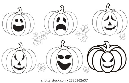 Juego de vectores de calabaza de Halloween. Forma simbólica y estacional para la invitación de fiesta.