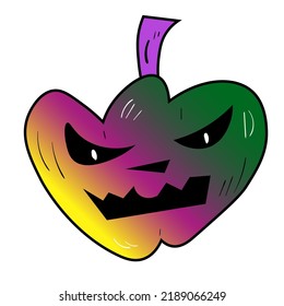 Halloween pumpkin . Vector spooky doodle icon. Colourful illustration on white background.